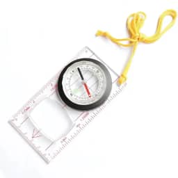Bússola de Navegação com Régua Transparente, Cordão Amarelo, Base em Acrílico