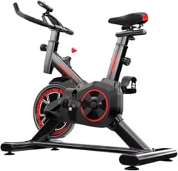 Bicicleta Ergométrica Academia Spinning Silenciosa - Preta e Vermelha - 7 Níveis de Resistência Magnética - Acolchoada e Ajustável - Ideal para Interior