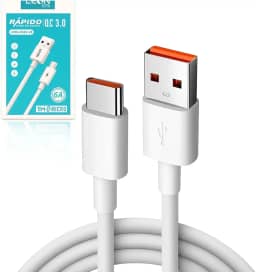 Cabo USB C Tipo C 3.0 e 6A - Reforçado para Carregamento Turbo Rápido com Transferência de Dados Estável E Original Compatível com Controle Vários Dispositivos Leve Flexível Resistente 1M