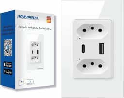 Tomada Inteligente WiFi com Porta USB Tipo C Tomada de Parede Smart Home Automação Residencial Compatível com Google Home Alexa Tuya
