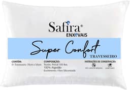 Kit Com 02 Travesseiros Algodão 100% Percal 180 Fios para dormir de lado enchimento com Fibra Siliconada Extra Macio