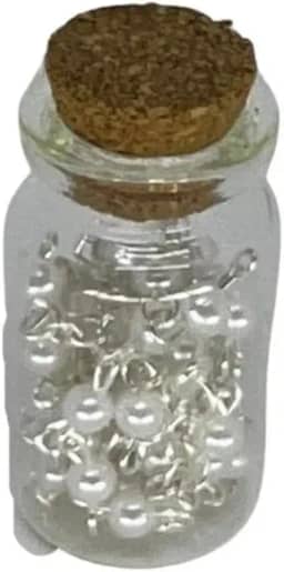 Terço em Perola com Porta Terço de Vidro com Rolha de Cortiça, Rosário Religioso Católico em Frasco de Vidro