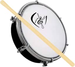 Tamborim 6 Pol. Abs Pele Leitosa C/Baqueta Madeira e Chave de Afinação - Web Music Shop (BK)