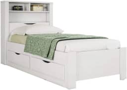 Cama de Solteiro com Gavetas e Baú Invicta Branco