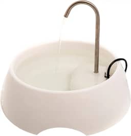 AMICUS - Fonte Bebedouro de Água Portátil AQUA MINI para Gatos e Cães - Fontes de Água para Pets, Bebedouro para Animais de Estimação - Adaptável, Aço Inoxidável, Bivolt - 1,2L de Capacidade - Branca