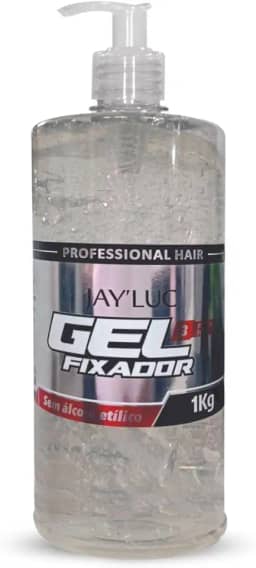 Gel Fixador Fixação Forte 3 Jayluc 1Kg Gel De Cabelo Fixador Sem Álcool Etílico Incolor Todos Os Tipos De Cabelos Linha Profissional Com Válvula Pump