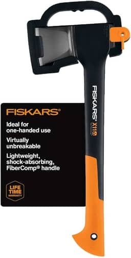 Fiskars Machado divisor X11, cortador de galho de árvore de 43 cm e machado de madeira para troncos pequenos com alça de absorção de choque