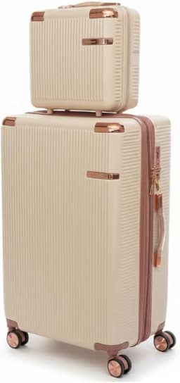 Mala de Bordo 10kg Premium Luxo Expansível com Frasqueira Kit Viagem Aprovada ANAC Bagagem de Mão ABS Rígido Bege Nude Off White 4 Rodas 360° Cadeado TSA AntiFurto Leve e Resistente