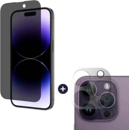 Película De Vidro Privacidade 3D Anti Spy Tela Toda Para iPhone + Película Lente de Câmera (iPhone 14 Pro Max)