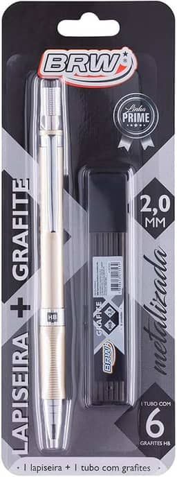 Lapiseira Metalizada Dourada + Grafite 2.0mm, BRW