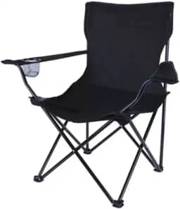 Cadeira Dobrável para Acampamento, Pesca, Resistente, com Bolsa e Porta Copo Até 120kg (Preto)