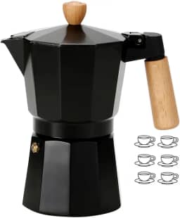 Cafeteira Preta de Fogão Moka Italiana Expresso Aluminio até 6 Xícaras - B2T