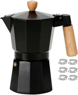 Cafeteira Preta de Fogão Moka Italiana Expresso Aluminio até 6 Xícaras - B2T
