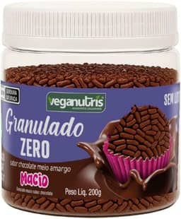 GRANULADO SABOR CHOCOLATE MEIO AMARGO VEGANO SEM LEITE SEM GLÚTEN SEM AÇÚCAR ADICIONADO VEGANUTRIS 200G