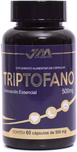 Triptofano 500mg, Suplemento Alimentar, 60 Cápsulas, Aminoácido Essencial