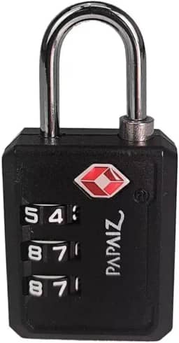 Cadeado Com Segredo Numérico 3 Dígitos Tsa Zamac 30pl Papaiz (Preto)