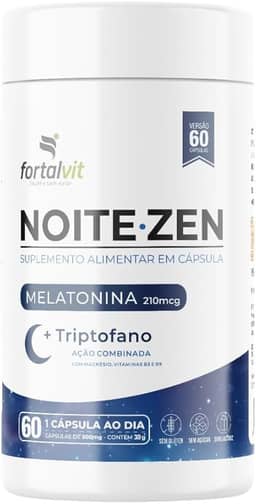 NOITE.ZEN - Melatonina 0,21 mg, L-Triptofano, Magnésio, Vitaminas B3 e B9, 60 cápsulas, 2 Meses de Uso, Fortalvit