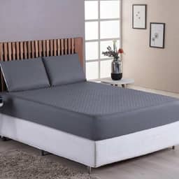 Capa Para Colchão Protetor Impermeavel Silencioso Matelado Antibacteriano Antialérgico Varios Tamanhos Casal Padrão Queen King Size Solteiro (Cinza, Casal Padrão)