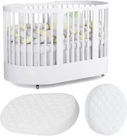 Berço Redondo Evolutivo Crescer 3 em 1 Coleção Wave Divicar Fabricado em MDF e Madeira Maciça Eucalipto (BRANCO)