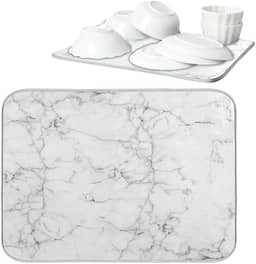 Tapete Escorredor de Louça Feito em Terra Diatomácea Com Desenho de Mármore Absorvente Antiderrapante Rápida Secagem Protege a Pia Ideal para Pratos Copos e Utensílios
