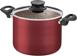 Caldeirão Tramontina Paris em Alumínio com Revestimento Interno e Externo em Antiaderente Starflon Max Vermelho com Tampa de Vidro 16 cm 2,1 L