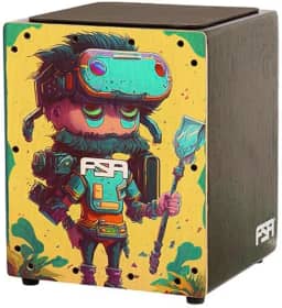 Cajon FSA Instrumento de Percussão Profissional Feito à Mão - Graves Profundos, Som de Caixa Nítido, Madeira Brasileira, Design Ergonômico de Inclinação FSA KIDS FK18 SKIN