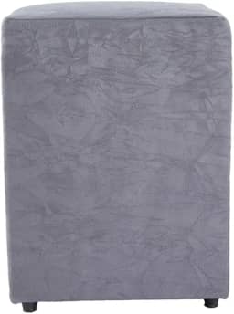 Puff Decorativo Cubo Grande, 45x34x34cm, Estrutura em Madeira, Revestimento em Suede, para Sala, Quarto, Escritório (Cinza, Grande)