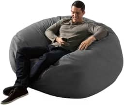 Pufe Gigante Redondo em Suede, 140cm x 20cm, Cinza, Sem Enchimento, com Zíper Duplo