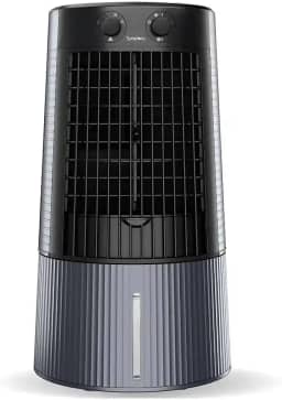 Symphony Climatizador de ar de torre pessoal Duet para casa e escritório com colmeia, soprador potente, rotação automática e baixo consumo de energia (6L, cinza)