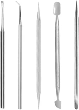 Kit Manicure Profissional 5 Itens Espátulas Palitos Aço Inox Pedicure Podologia Cutemax