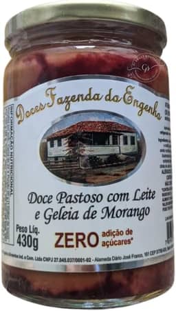 Doce de Leite com Morango Diet, Sobremesa sem Açúcar, Pote de Vidro, 430g, para Dietas Especiais e Diabéticos