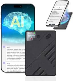 Gravador de Voz, com Transcrição de Voz em Texto Ia, Gravador de Voz e Ligações, 64GB, Tempo de Gravação de 50 Horas, Distância de Gravação de 5-10 Metros, Pode Ser Traduzido em 60 Idiomas ﻿