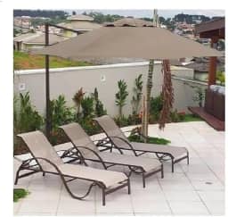 Sarah Mveis - Espreguiadeira de Alumnio para Piscina com Encosto Regulvel e Tela Sling Resistente a UV