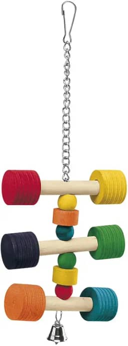 Ferplast PA 4091, Brinquedo para Papagaios, Colorido, com Sininho, Madeira Ferplast para Pássaros, variado