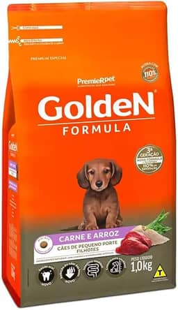 Ração Golden Fórmula Mini Bits para Cães Filhotes Raças Pequenas Sabor Carne e Arroz, 10kg Premier Pet Para Todas Pequeno Filhotes,