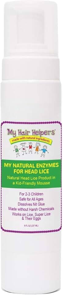 Enzimas naturais para remoção de piolhos da My Hair Helpers - mousse dissolve naturalmente a cola de lêndeas - Funciona em 2 a 3 crianças, 20 ml
