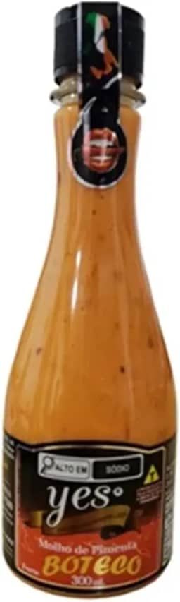 Yes Molho de Pimenta Boteco Defumada, 300ml, Artesanal, Sem Glúten, Base de Vinagre com Pimenta Vermelha, Pimentão e Especiarias
