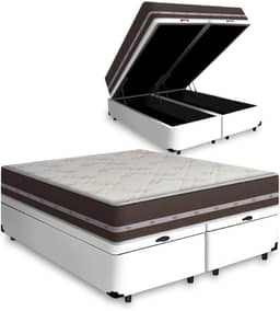 Cama Box Com Baú Queen + Colchão De Molas - Anjos - Classic Superlastic 158cm