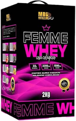 Whey Protein Femme 2kg (caixa) MBD Nutrition c/Colágeno Sabor Baunilha
