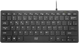 Teclado Com Fio Mini Multimídia Conexão USB Cabo de 150cm Teclas Chocolate Preto - TC154