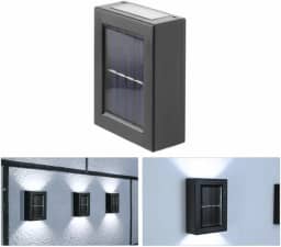 KIT 4 Arandela Solar Slim Goldensky 2 Focos Luminária Parede Externa À Prova D 'Água Luz (Branco Frio)