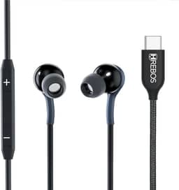 Fone de Ouvido Type C Android iPhone 15 Com Fio HSound 3ª Geração Microfone Volume Trançado Resistente