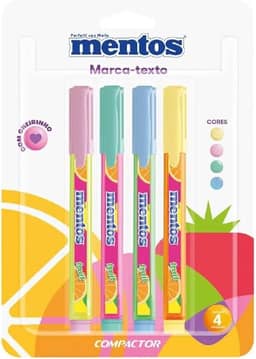 Caneta Marca Texto, Compactor, Mentos, Com Cheiro, 4 Cores