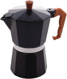 WOLFF - Cafeteira Italiana de Alumínio 6 Doses com Cabo em Plástico Preta Fosca 300ml