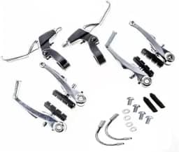 FREIO V-BRAKE COM MAÇANETA DE ALUMINIO PRATA P/BICICLETA