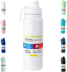 Garrafa De Água Térmica Inox 800ml Parede Dupla com Isolamento a Vácuo Quente e Frio, Antivazamento, Alça e Infusor Ideal para Academia, Caminhada, Escritório, Esportes (BRANCO)