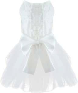 Vestido para cachorro, vestido de casamento para animais de estimação, saia tutu formal de princesa com laço, roupa de festa de aniversário para filhotes, roupas para meninas para cães pequenos e