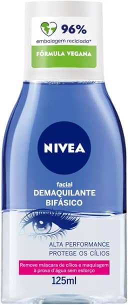 NIVEA Demaquilante Facial Bifásico 125ml - Composto com Óleo de Girassol, retira até a maquiagem à prova d’água, além de não agredir a pele e nem deixar resíduos de produto