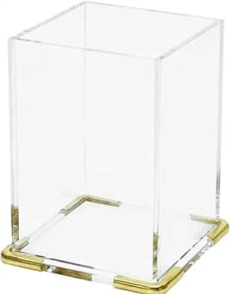 Pbf Suporte de caneta de acrílico transparente para mesa | Suporte de lápis transparente | Suporte de pincel de maquiagem de acrílico para penteadeira | Organizador de canetas | Suporte de marcador de