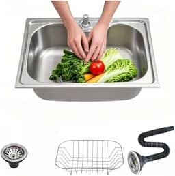 Cuba Gourmet Inox 304 para Cozinha com Acessórios | Pia Quadrada Escovada com Sistema Antirruído | Instalação Embutir ou Sobrepor (60 * 42 * 21CM(Sem Dosador Limpeza)